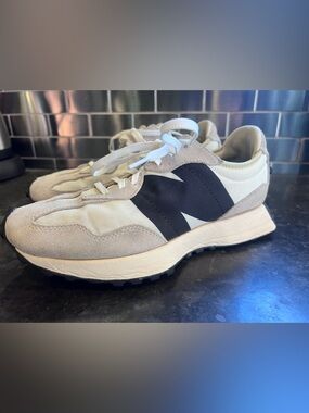 New Balance Beige and Black Athletic Sneakers